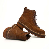 Brown Suede Lace-Up Combat Boots VanPasch