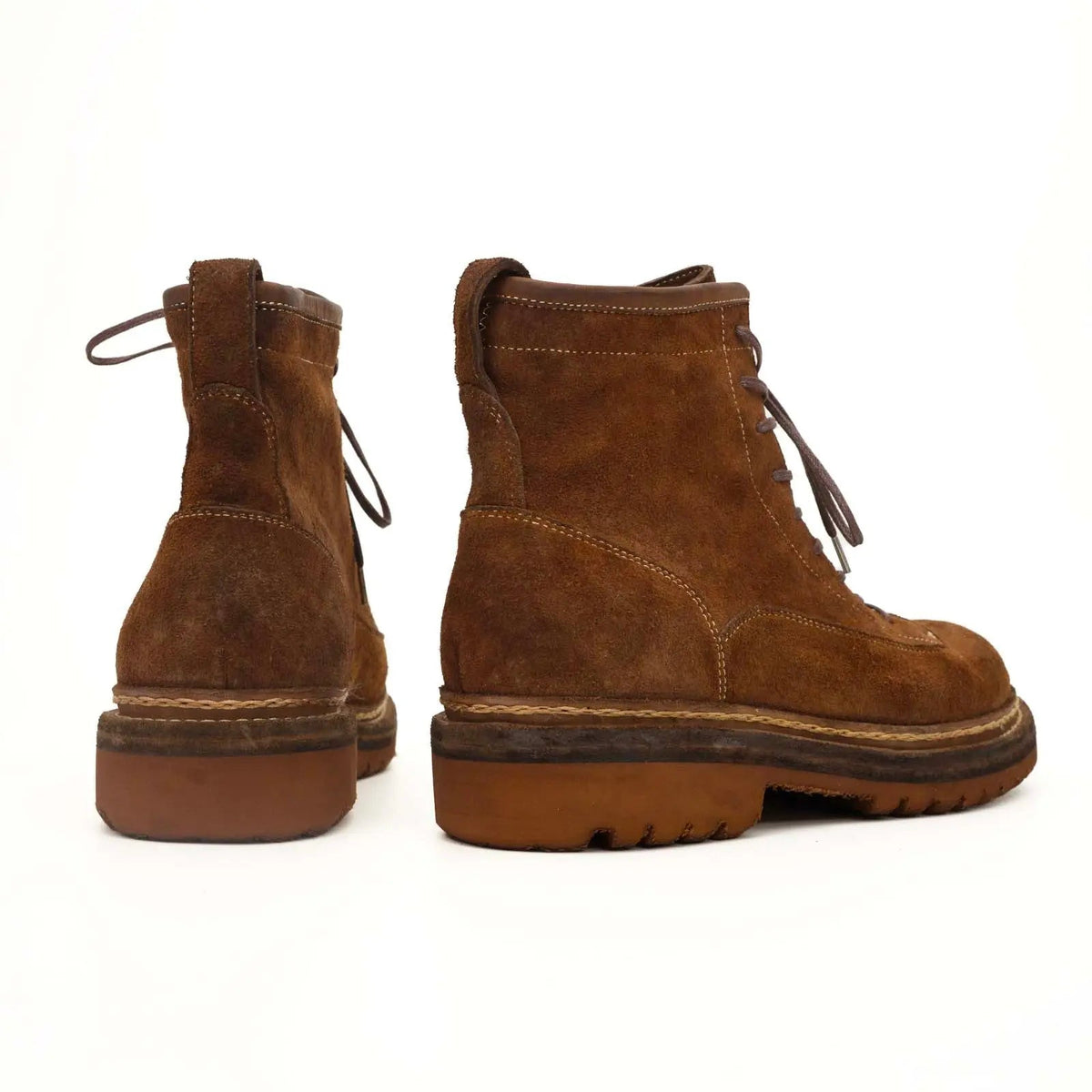 Brown Suede Lace-Up Combat Boots VanPasch