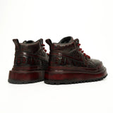Burgundy Croc-Embossed Platform Boots VanPasch