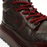 Burgundy Croc-Embossed Platform Boots VanPasch