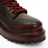 Burgundy Croc-Embossed Platform Boots VanPasch