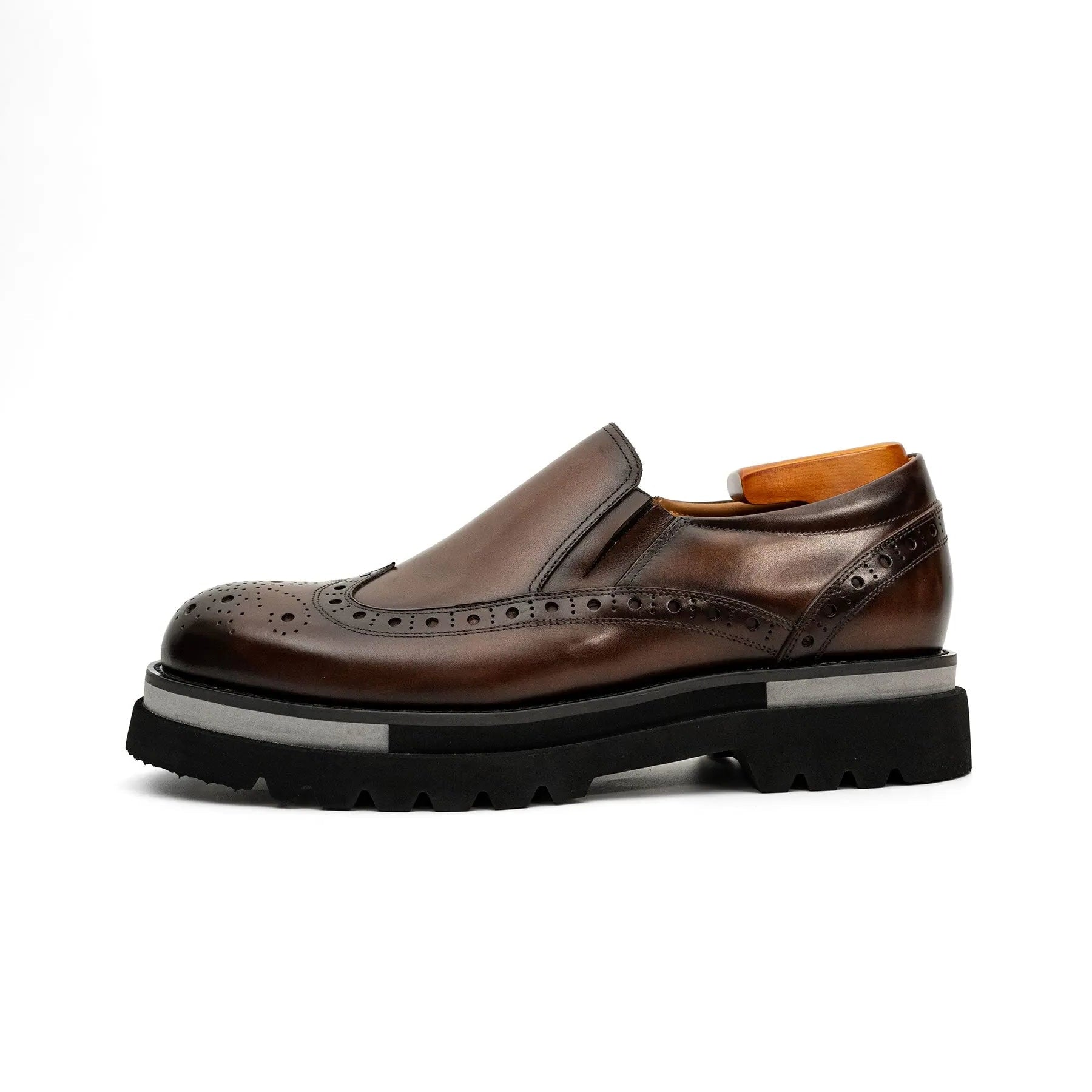 Burnished Brogue Lug-Sole Loafer VanPasch