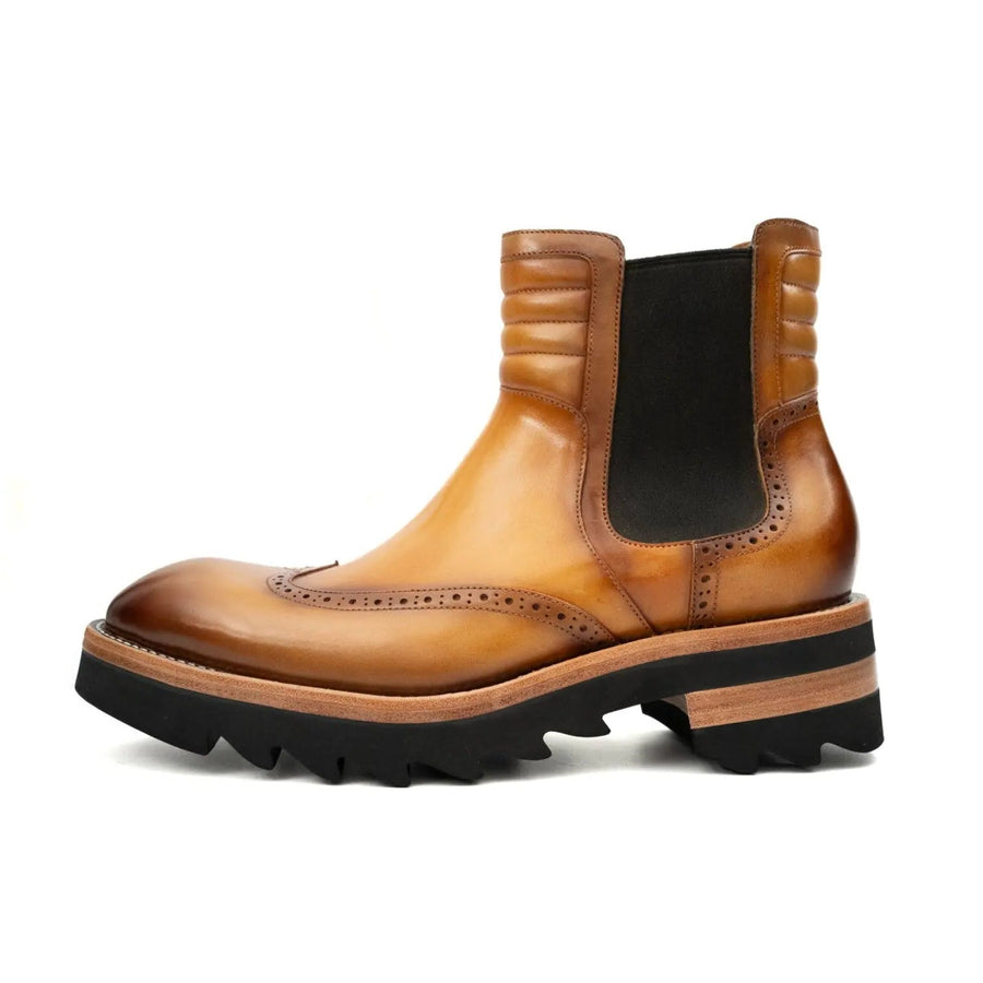 Cognac Lug Sole Chelsea Boot
