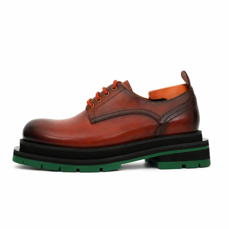 Burnished Brown Green-Sole Derby