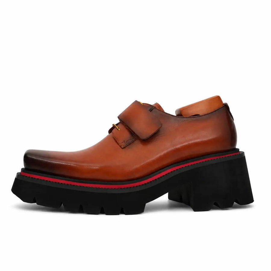 Burnished Brown Platform Strap Shoe