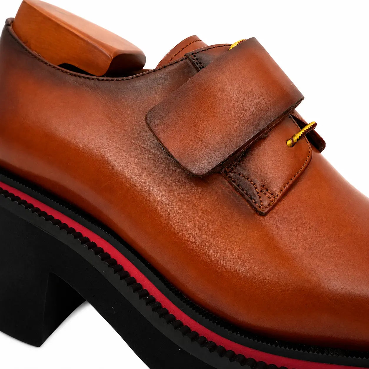 Burnished Brown Platform Strap Shoe
