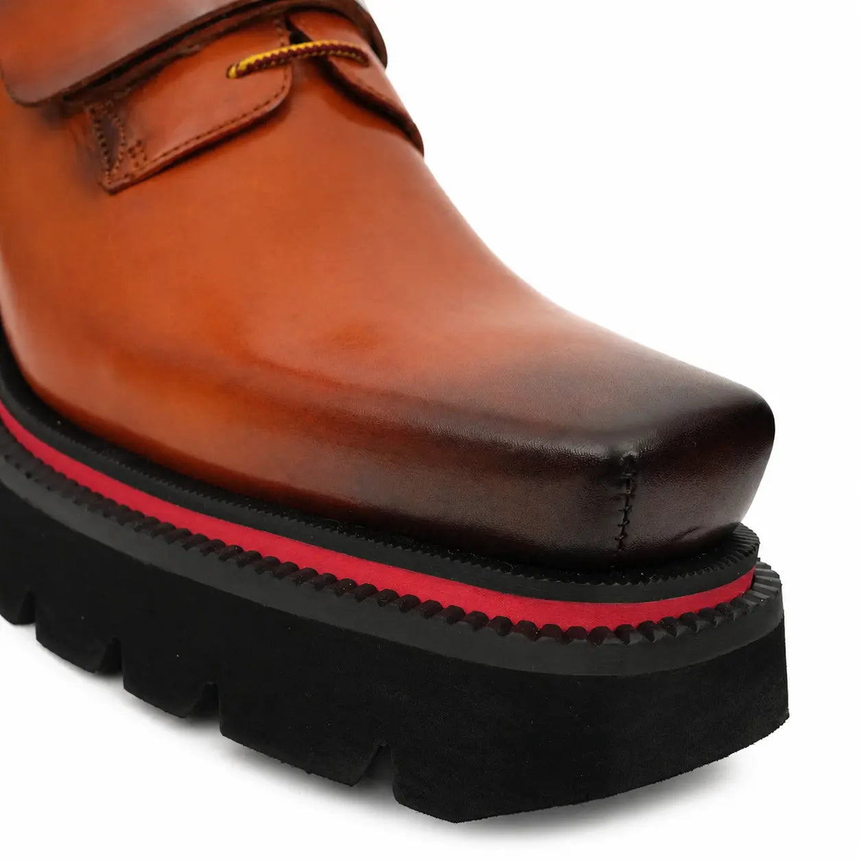 Burnished Brown Platform Strap Shoe