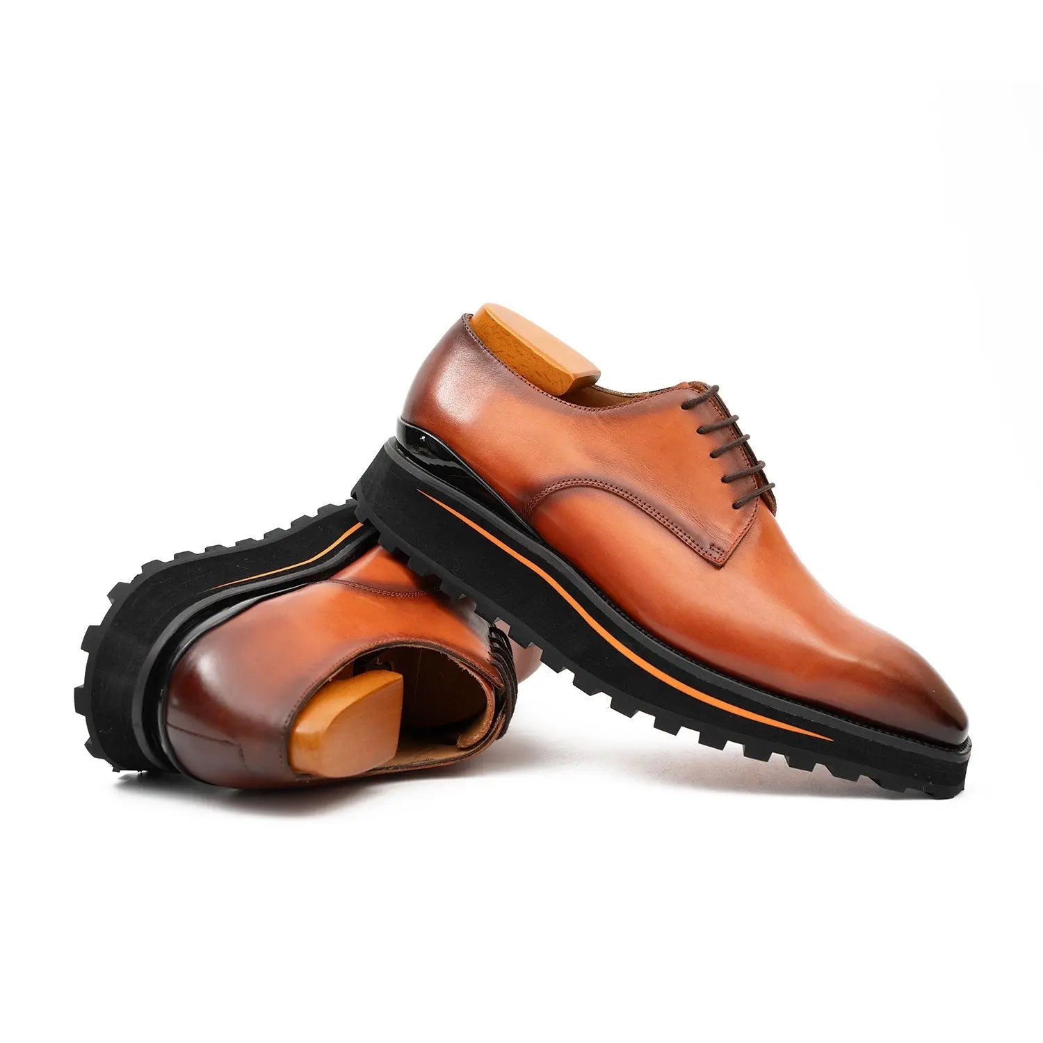 Calf leather business dress derby shoes Brown VanPasch