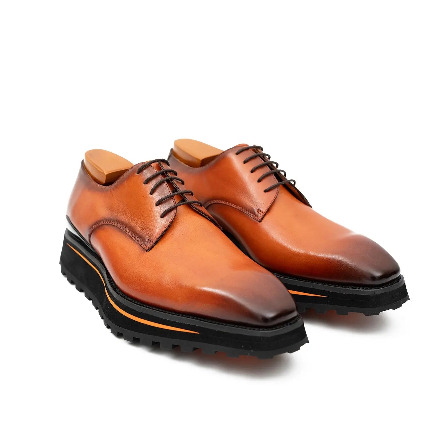 Calf leather business dress derby shoes Brown VanPasch