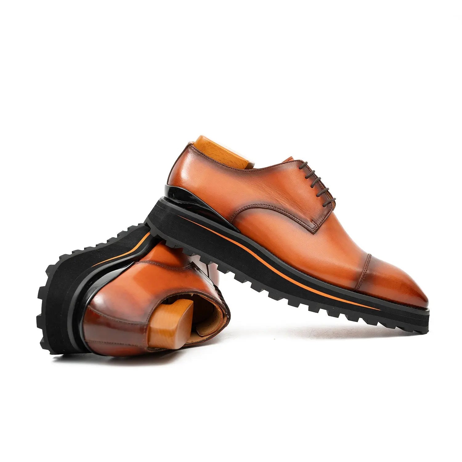 Calf leather dress three quarters derby shoes Brown VanPasch