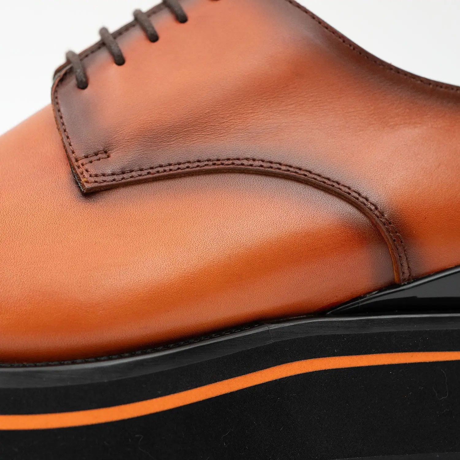 Calf leather dress three quarters derby shoes Brown VanPasch