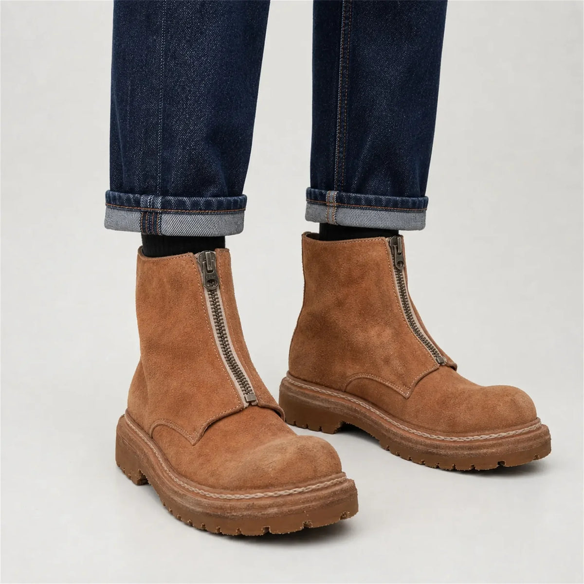 Suede Zip Ankle Boots for Men