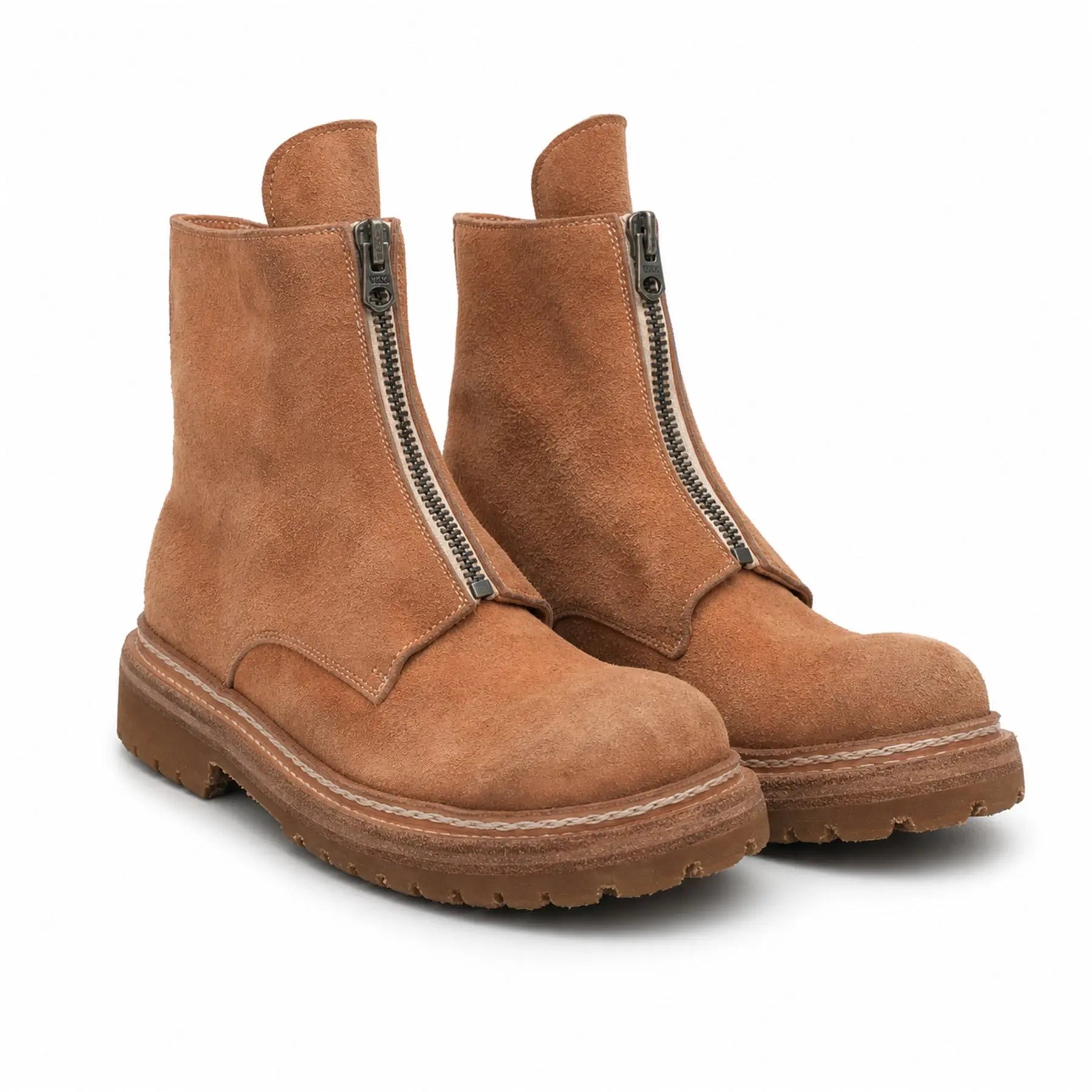 Camel Suede Zip Ankle Boots for Men VanPasch