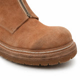 VanPasch camel suede zip ankle boot side profile