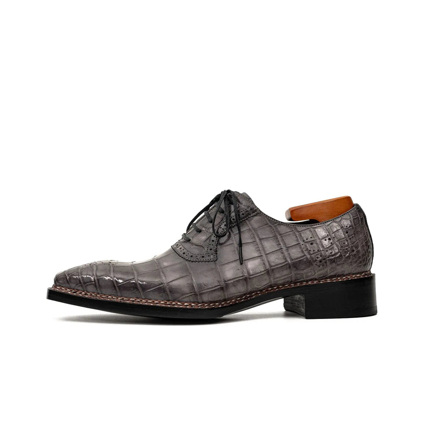 Charcoal Crocodile Oxford Shoes