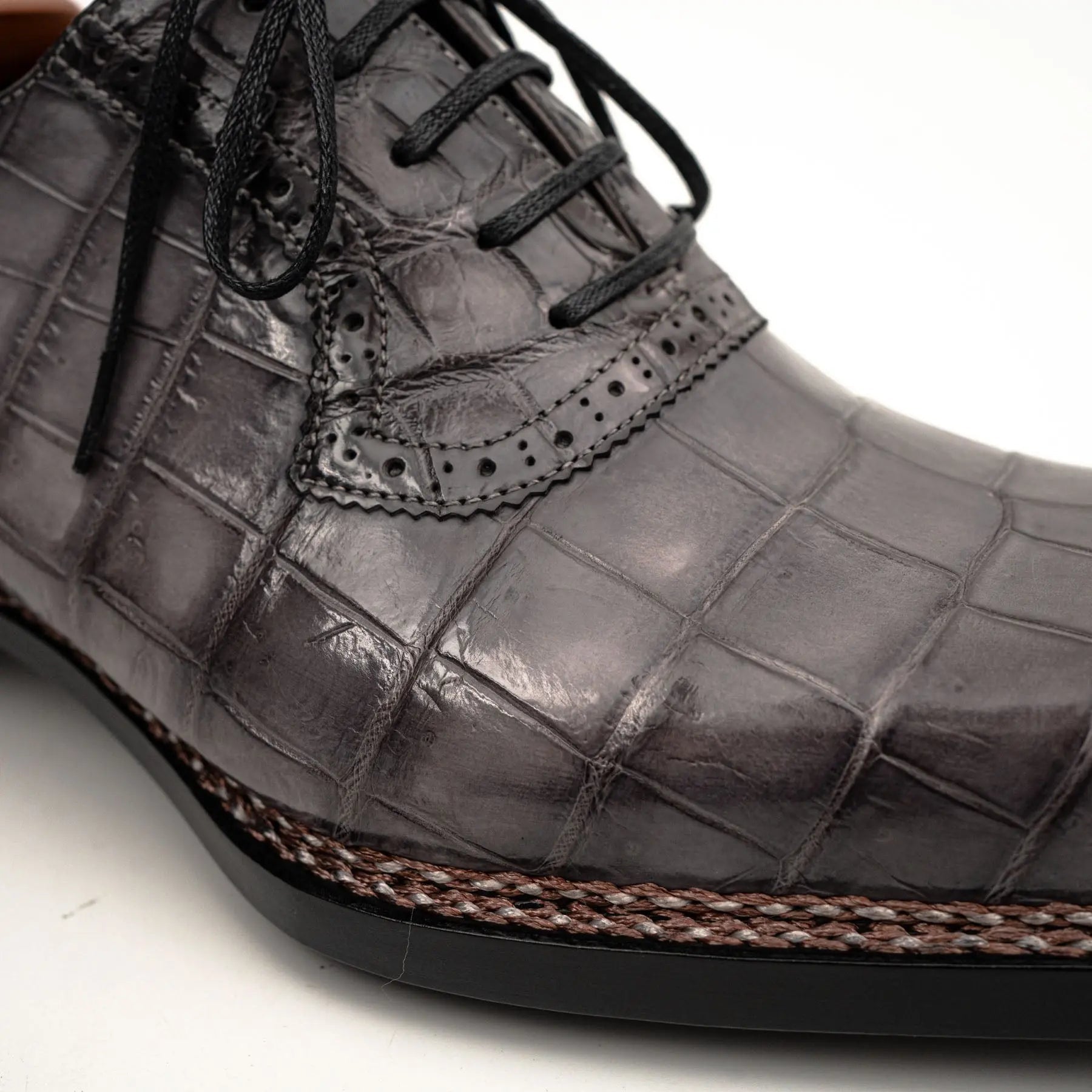 Charcoal Crocodile Oxford Shoes