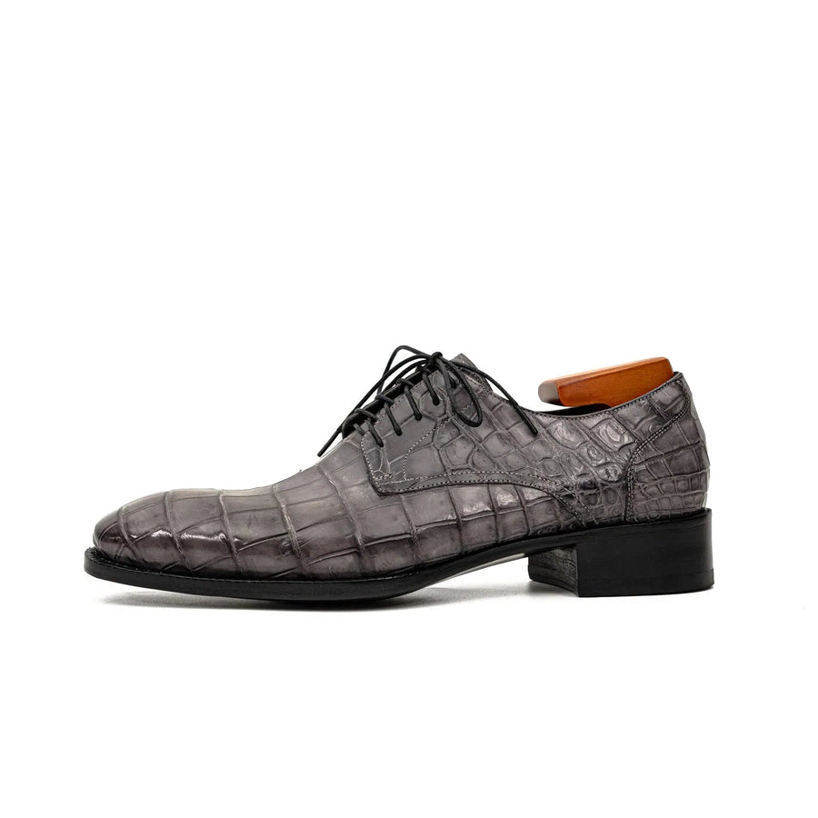 Charcoal Crocodile-Textured Derby