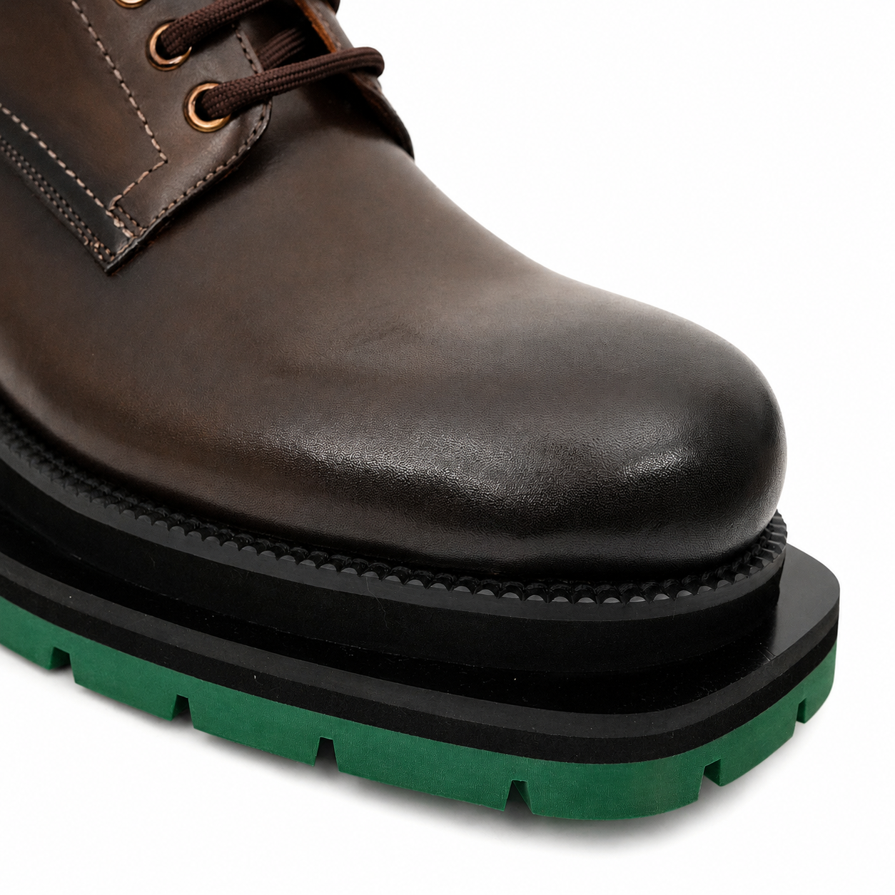 Burnished Brown Green-Sole Derby