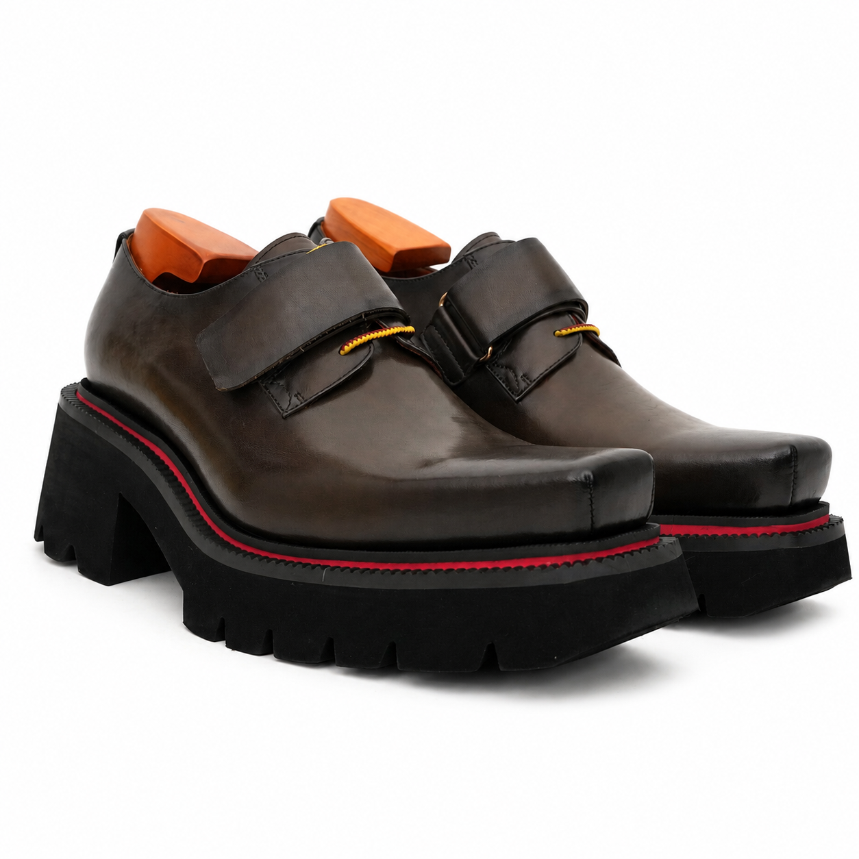 Burnished Brown Platform Strap Shoe