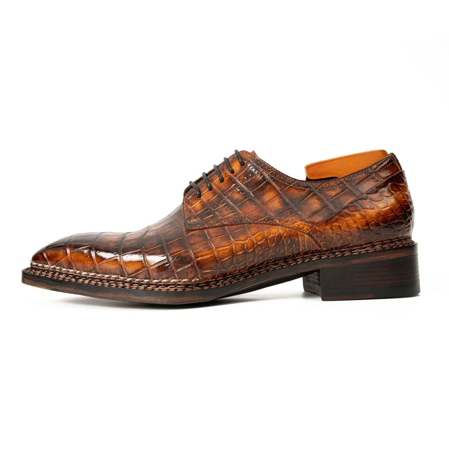 Classic Brown Crocodile Norwegian Derby Shoes VanPasch