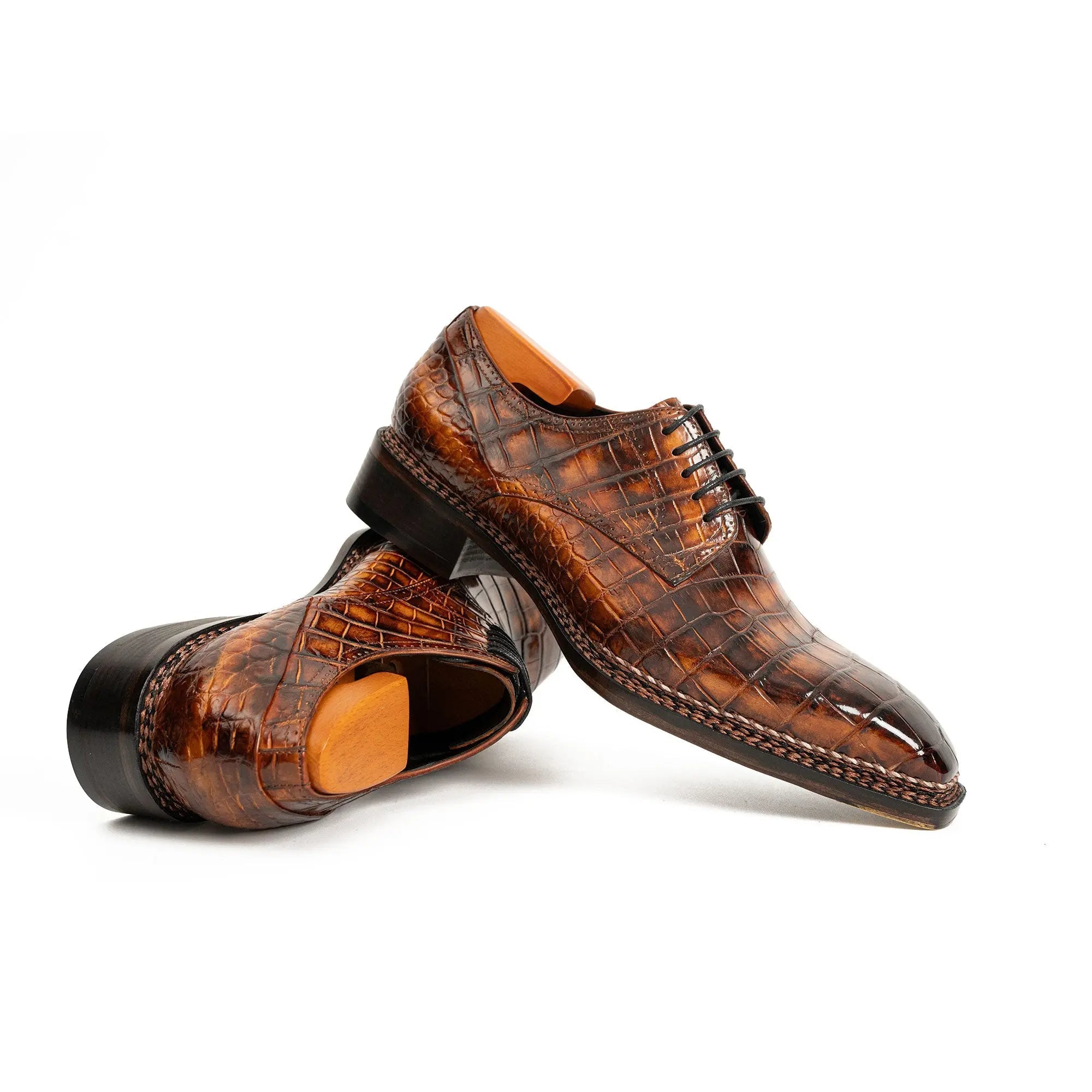 Classic Brown Crocodile Norwegian Derby Shoes VanPasch