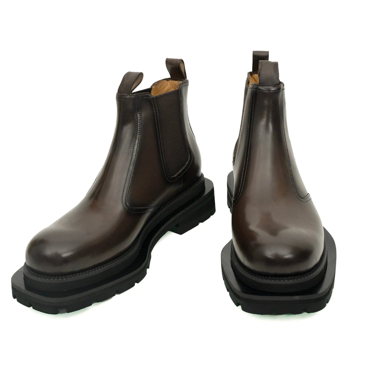Coffee Chelsea Green Lug Boots VanPasch