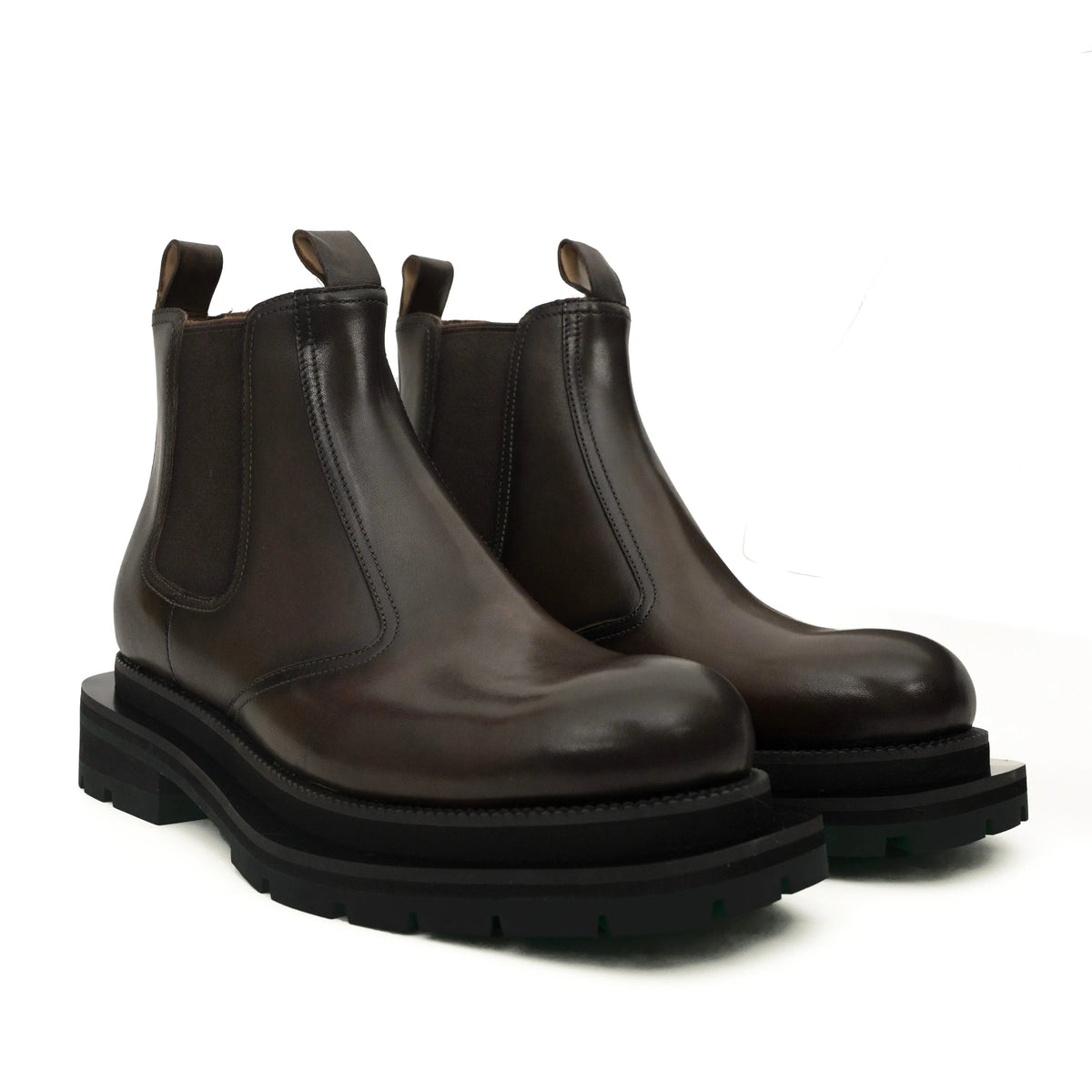 Coffee Chelsea Green Lug Boots VanPasch