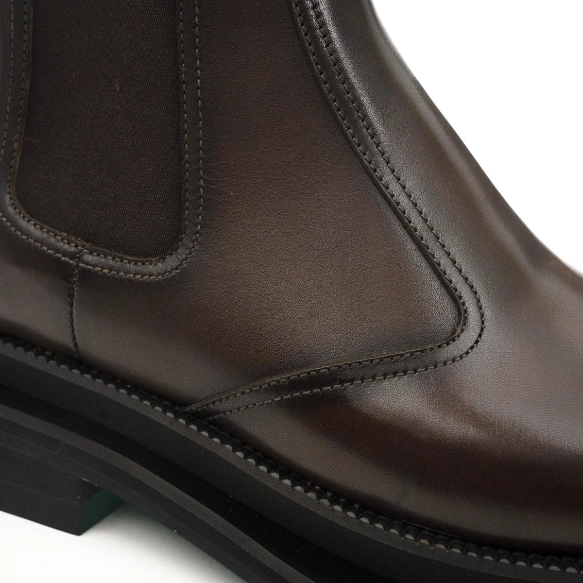 Coffee Chelsea Green Lug Boots VanPasch