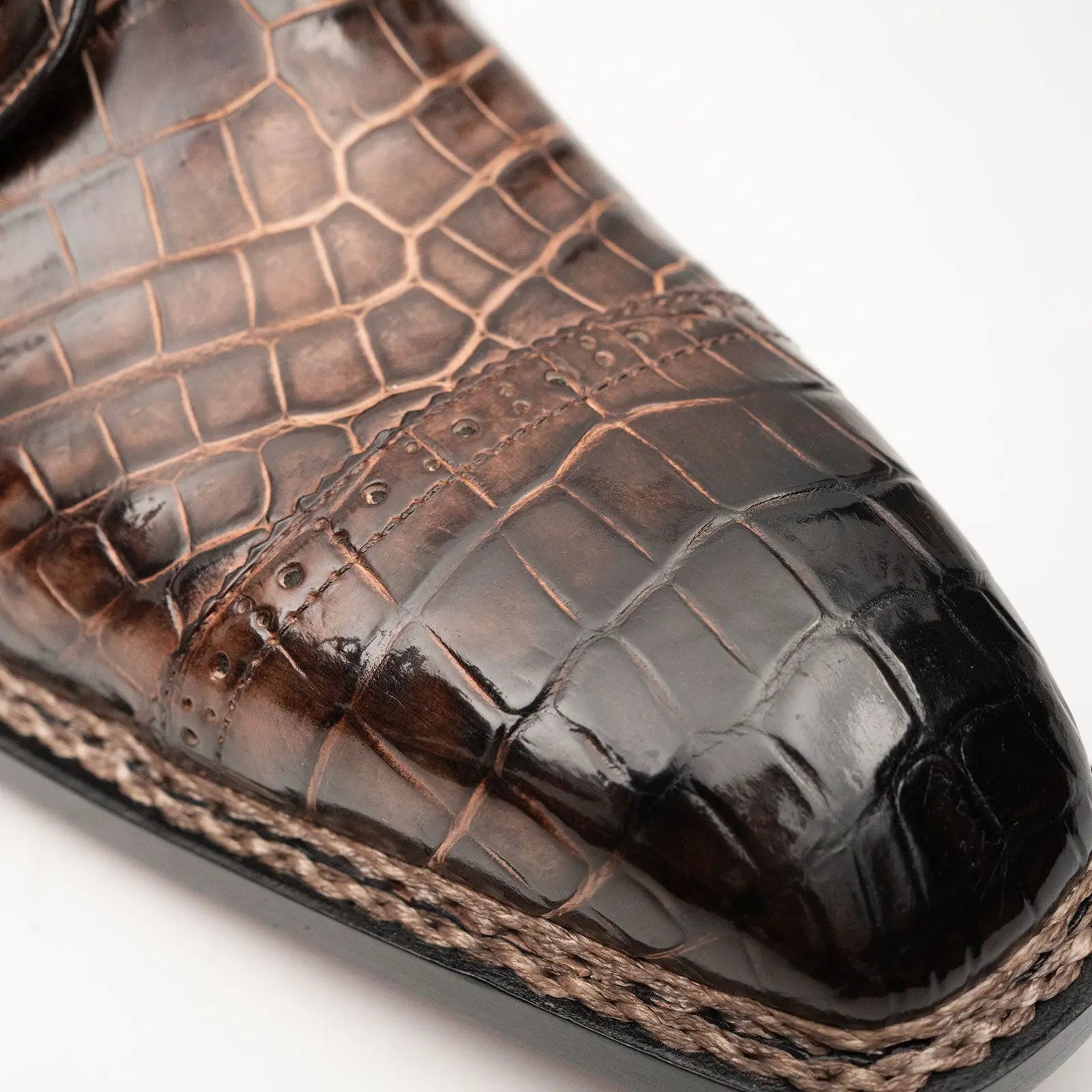 Coffee Crocodile Derby Shoes Goodyear Norwegian 8019 VanPasch