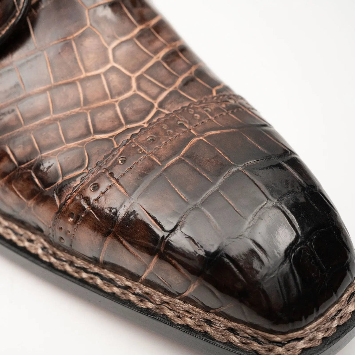 Coffee Crocodile Derby Shoes Goodyear Norwegian 8019 VanPasch