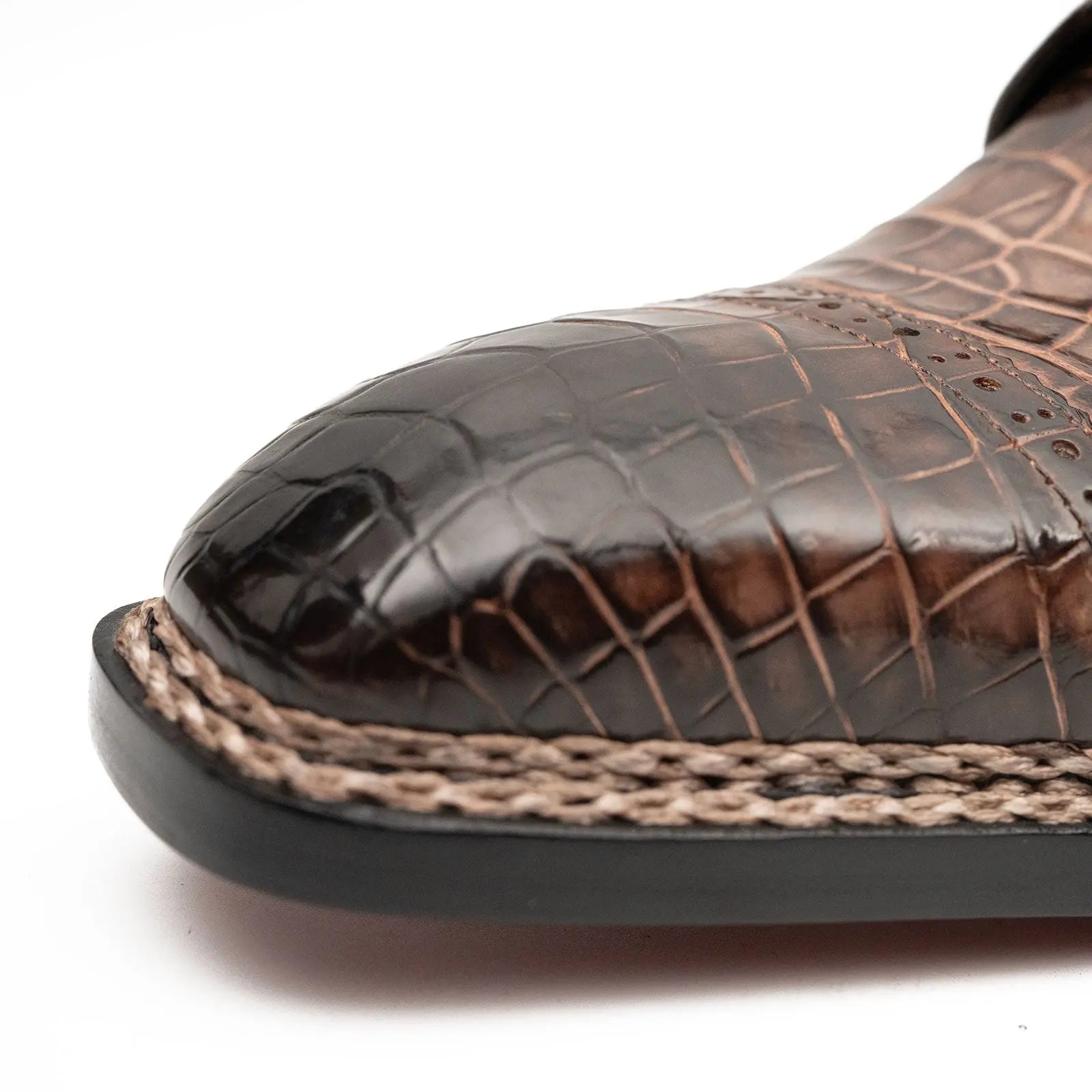 Coffee Crocodile Derby Shoes Goodyear Norwegian 8019 VanPasch