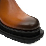 Cognac Buckle Zip Ankle Boots VanPasch