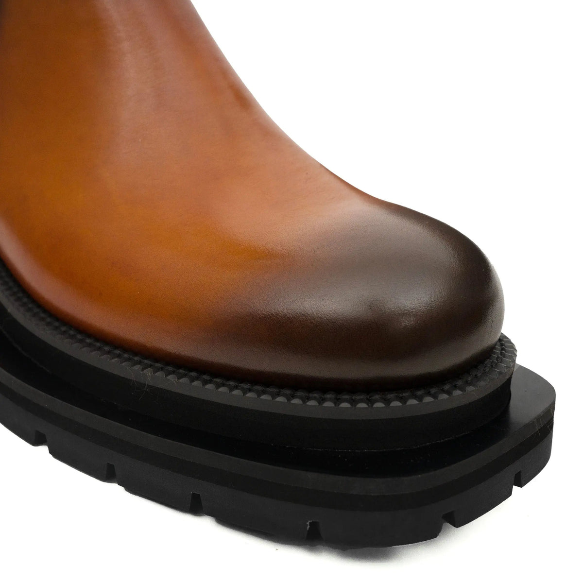 Cognac Buckle Zip Ankle Boots VanPasch