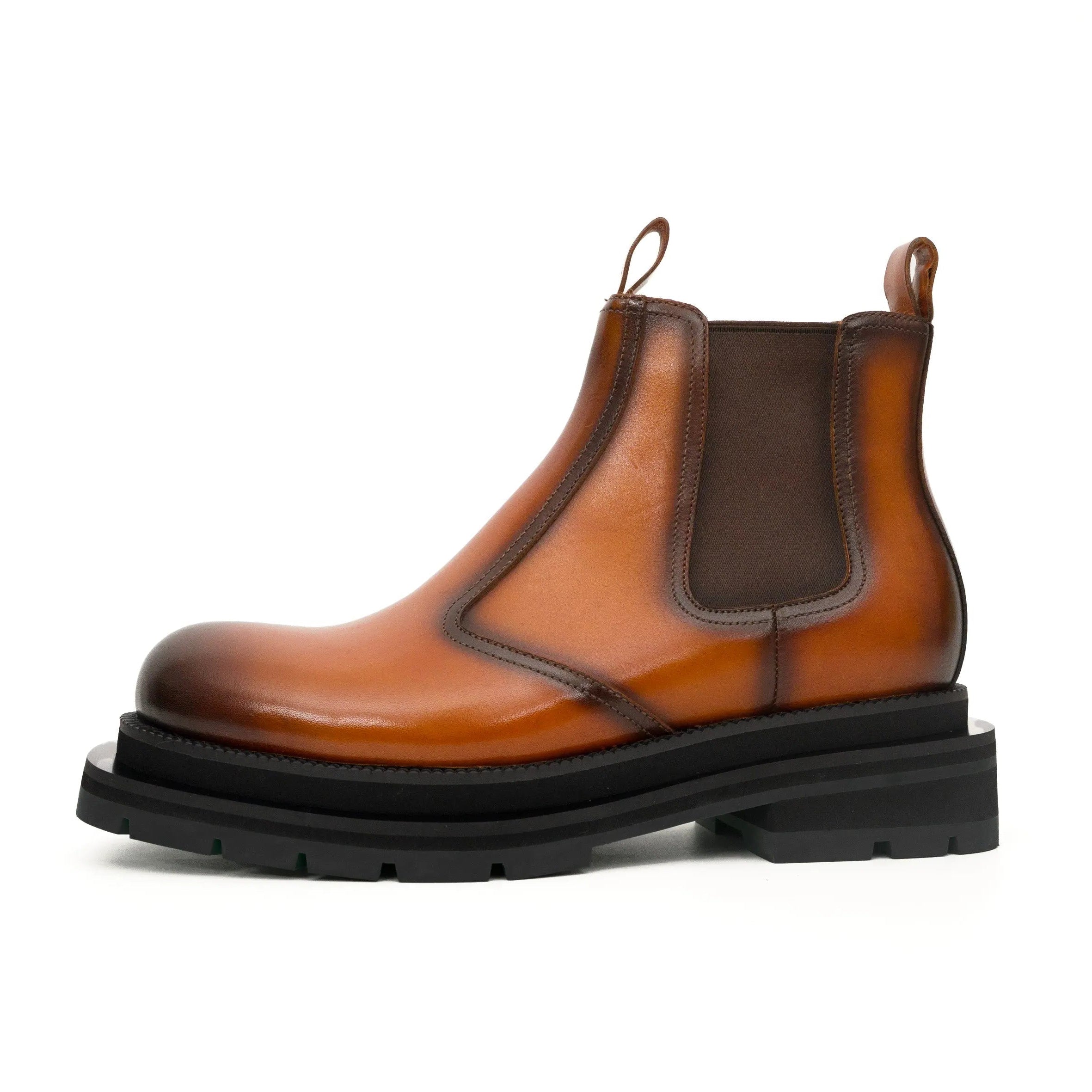 Cognac Burnished Chelsea Boots VanPasch