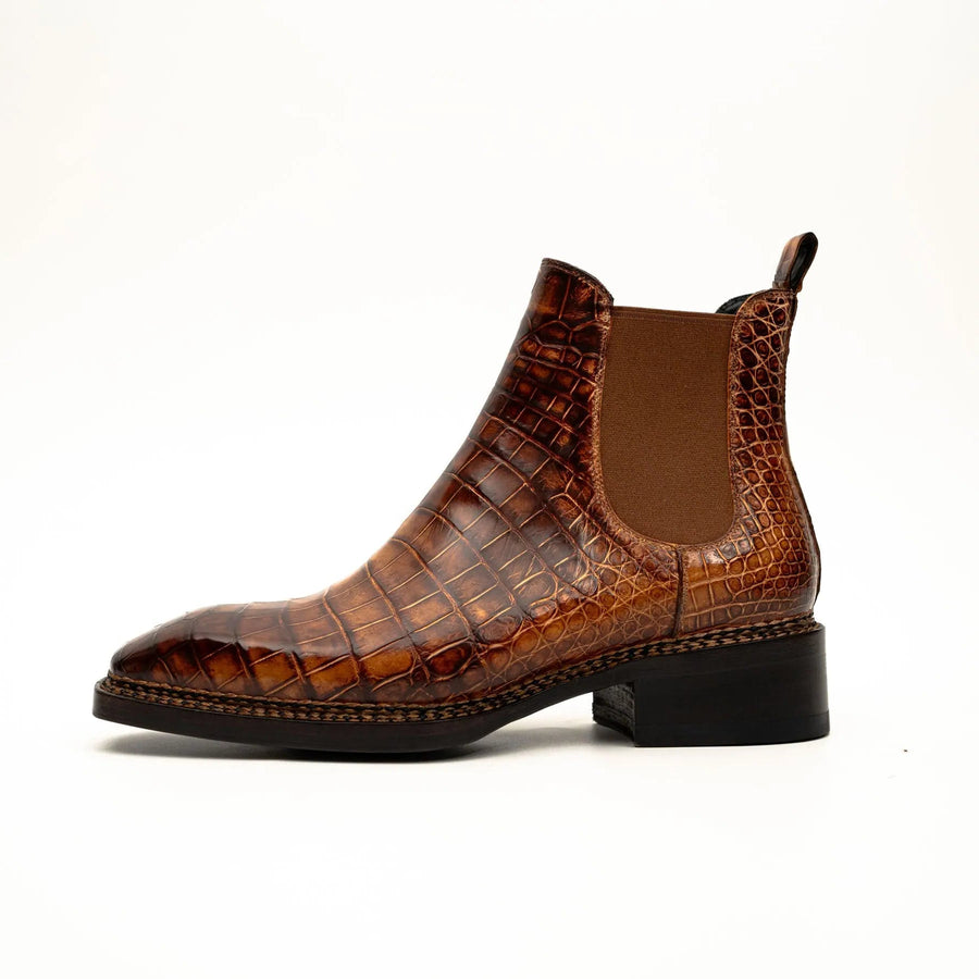 Cognac Crocodile Chelsea Boots VanPasch