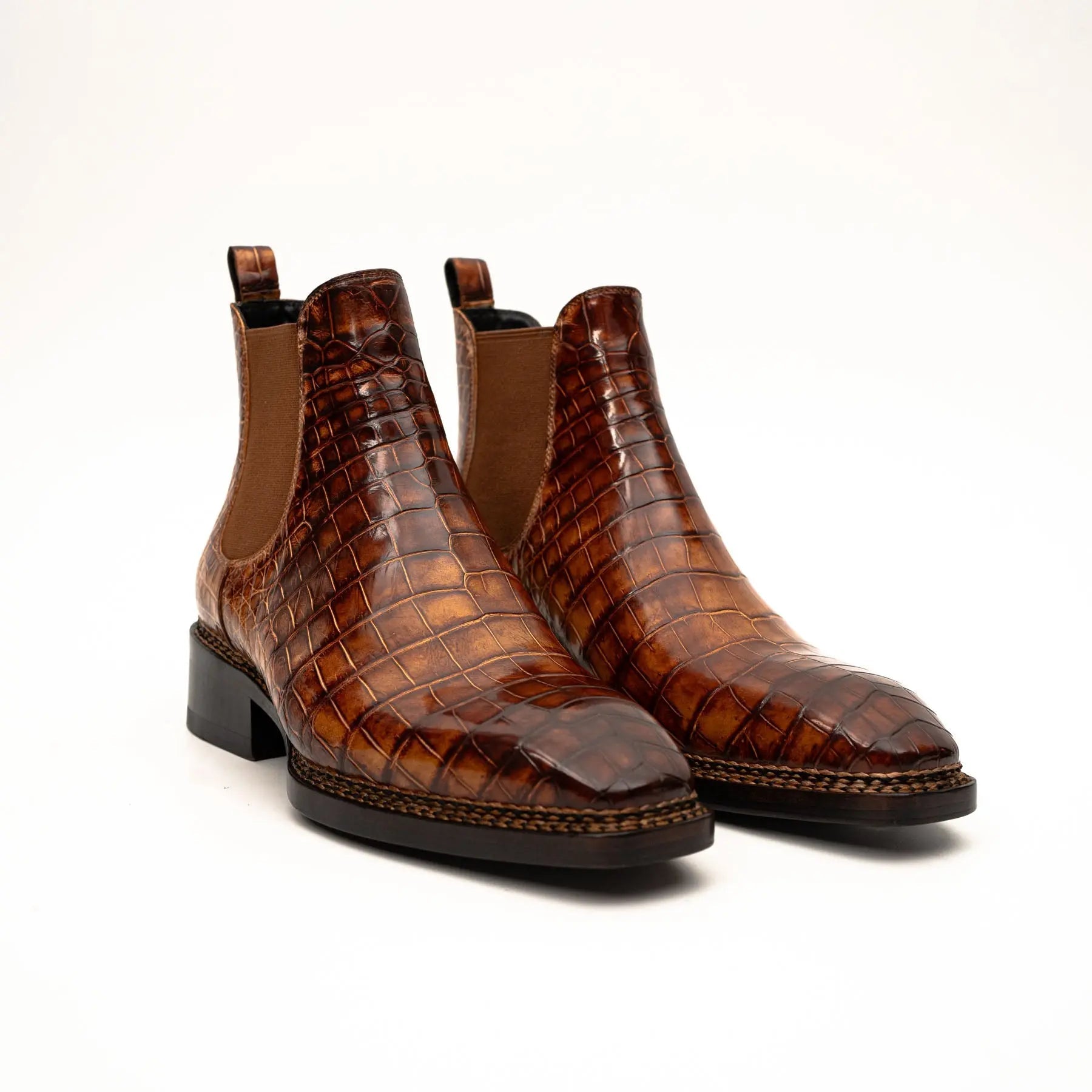 Cognac Crocodile Chelsea Boots VanPasch