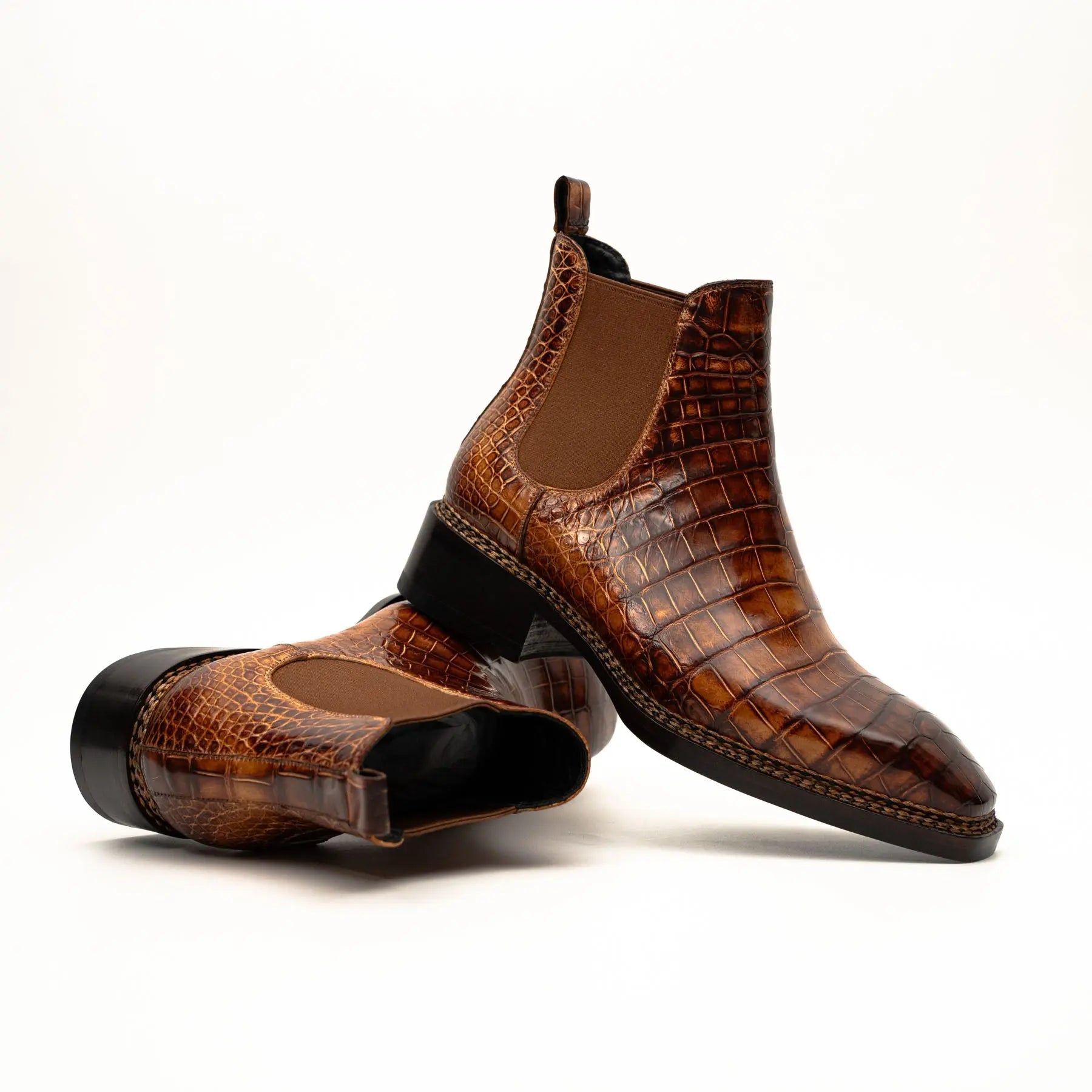 Cognac Crocodile Chelsea Boots VanPasch