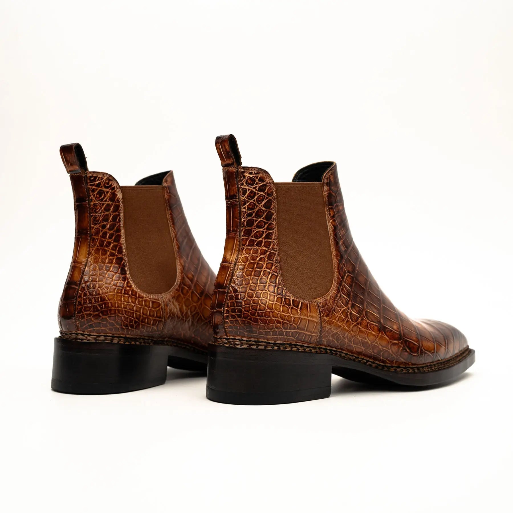 Cognac Crocodile Chelsea Boots VanPasch