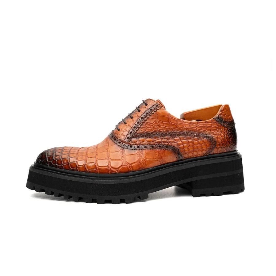 Short Title: Exotic Crocodile Leather Oxford Shoes