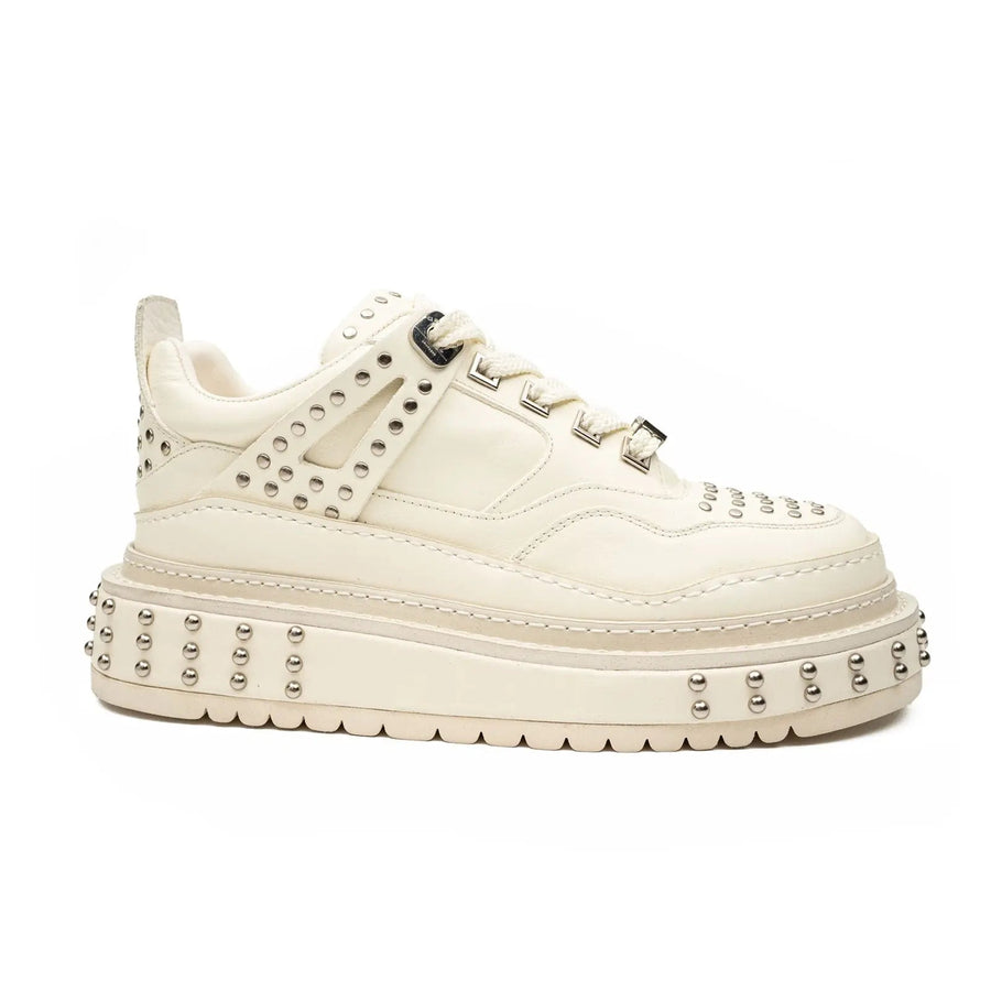 Ivory Studded Platform Sneaker