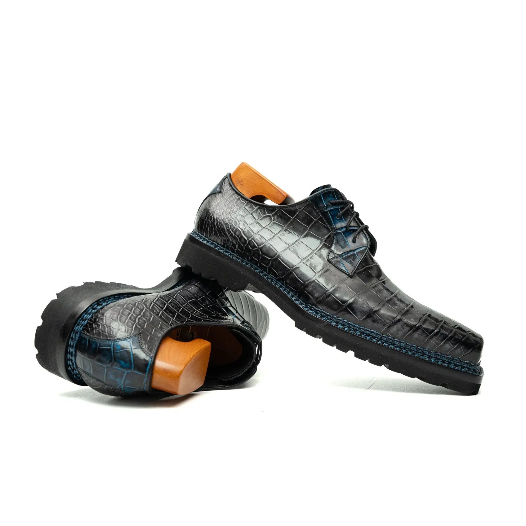 Croc Texture Norwegian Welted Derbies VanPasch