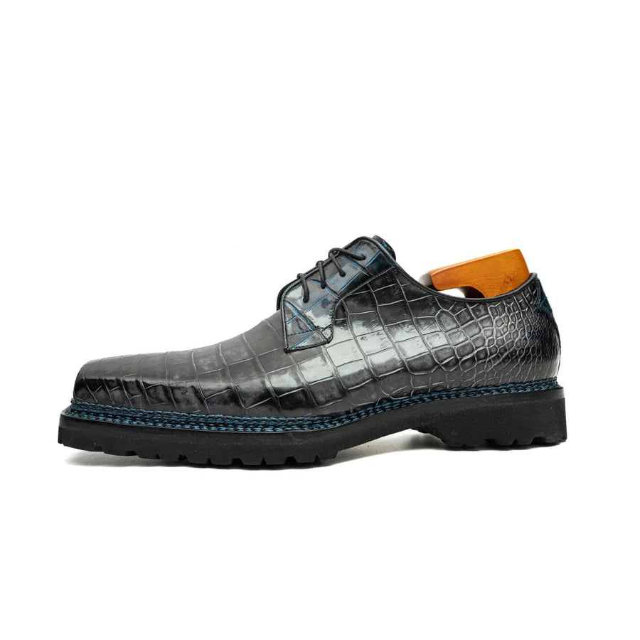 Croc Texture Norwegian Welted Derbies VanPasch