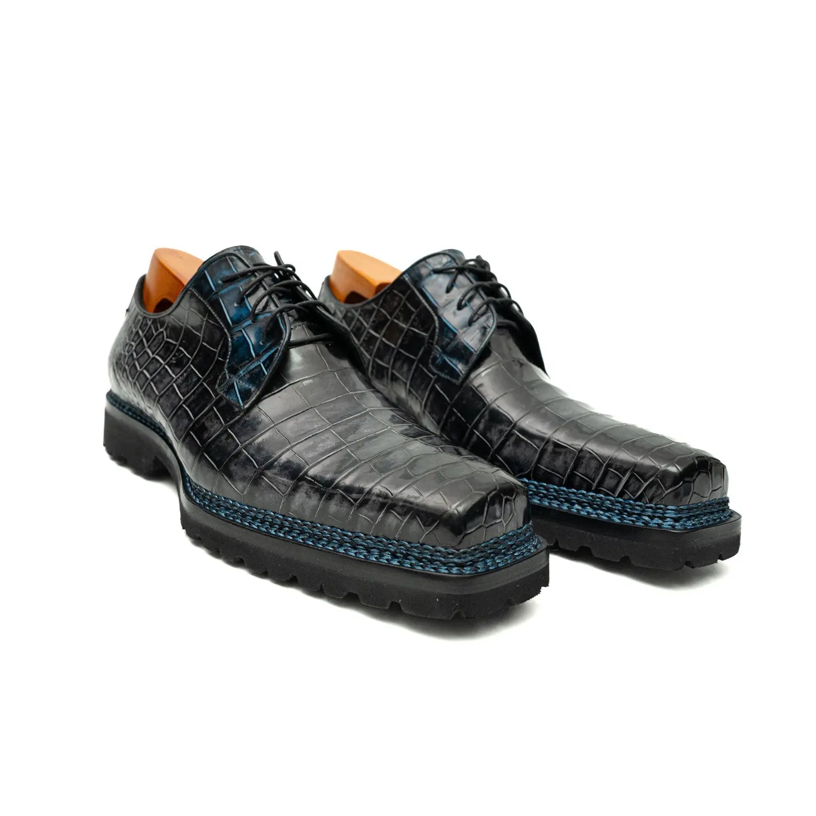 Croc Texture Norwegian Welted Derbies VanPasch