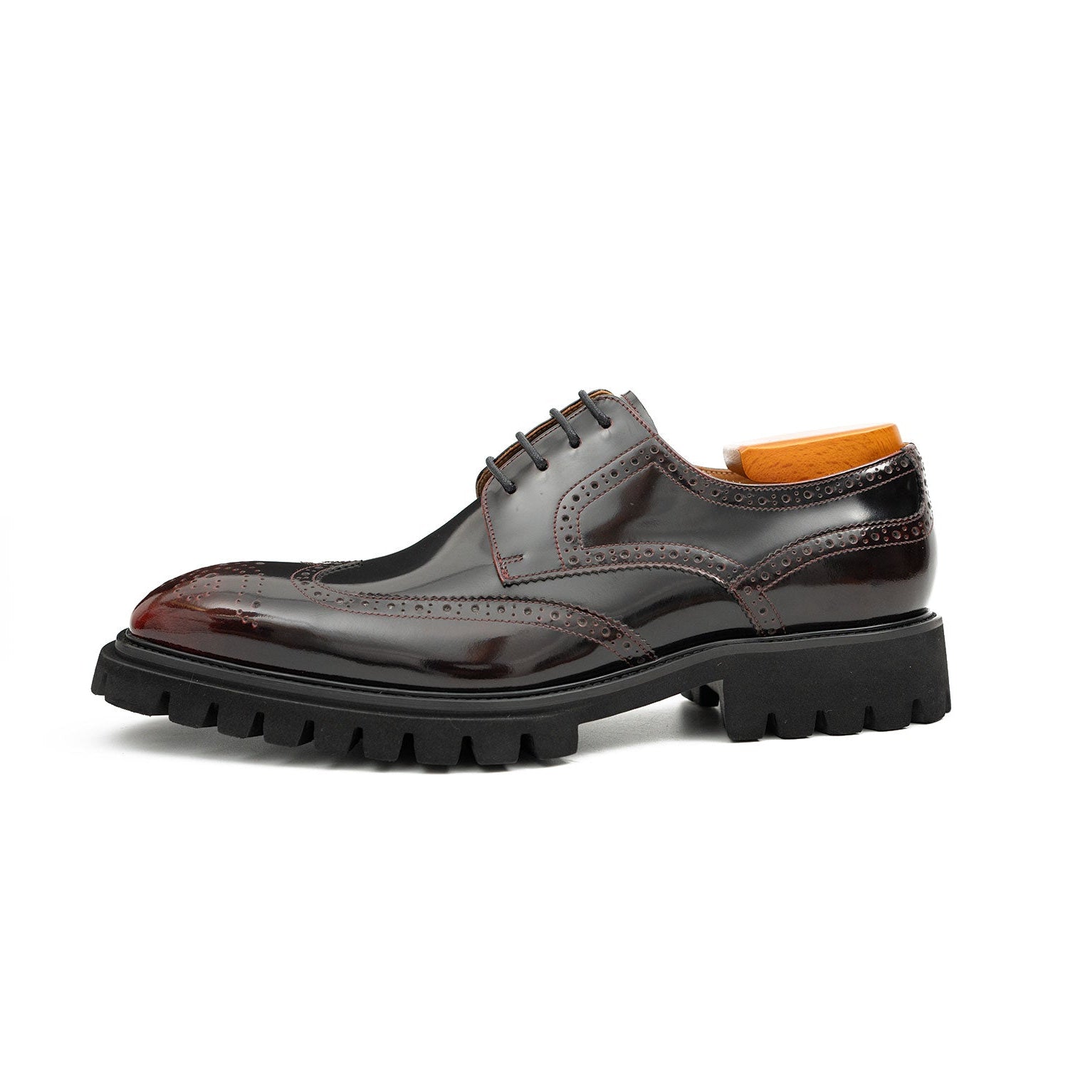 Brogue Derby Shoes with Lug Sole