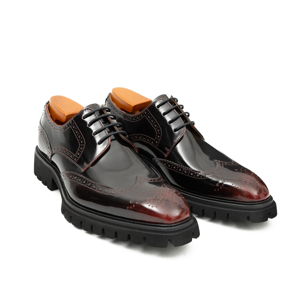 Brogue Derby Shoes with Lug Sole
