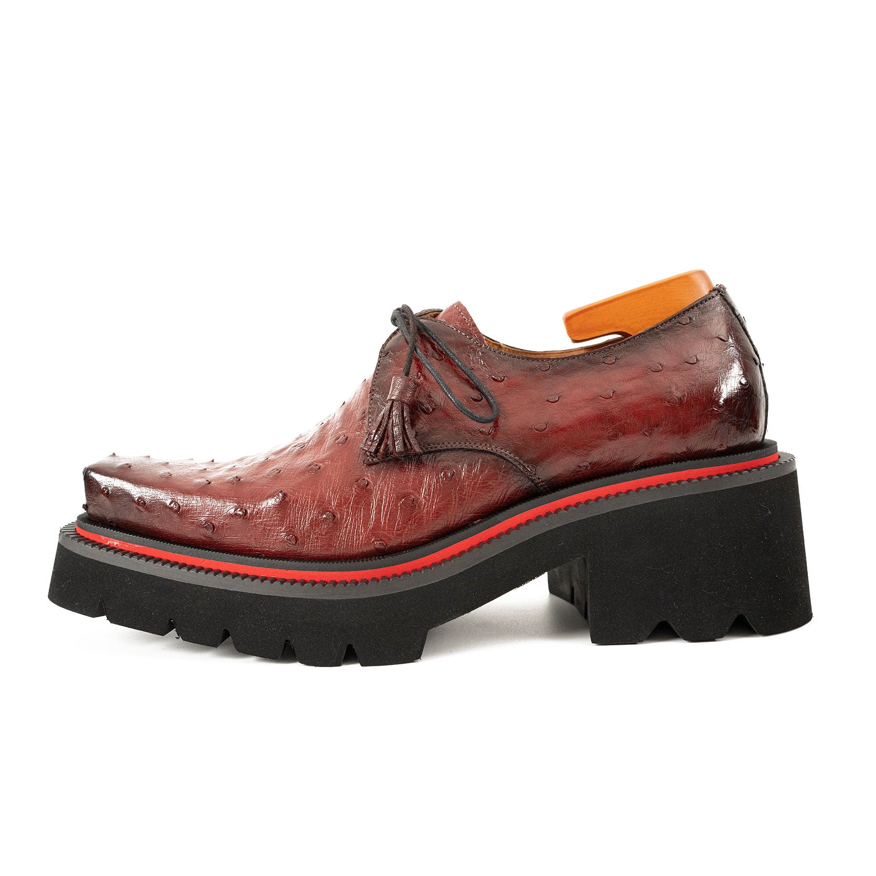 Amber Ostrich Derby with Elevated Sole
