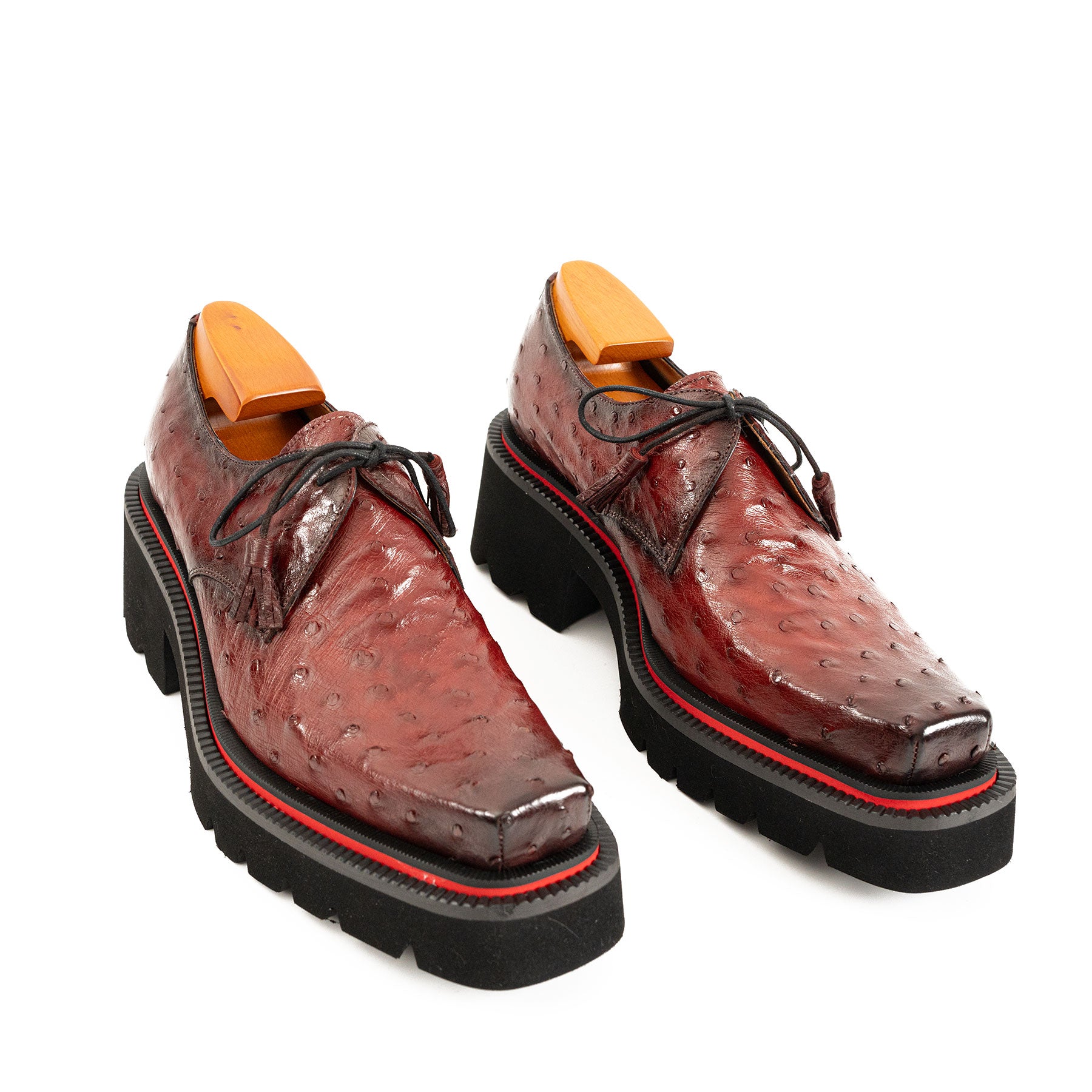 Amber Ostrich Derby with Elevated Sole
