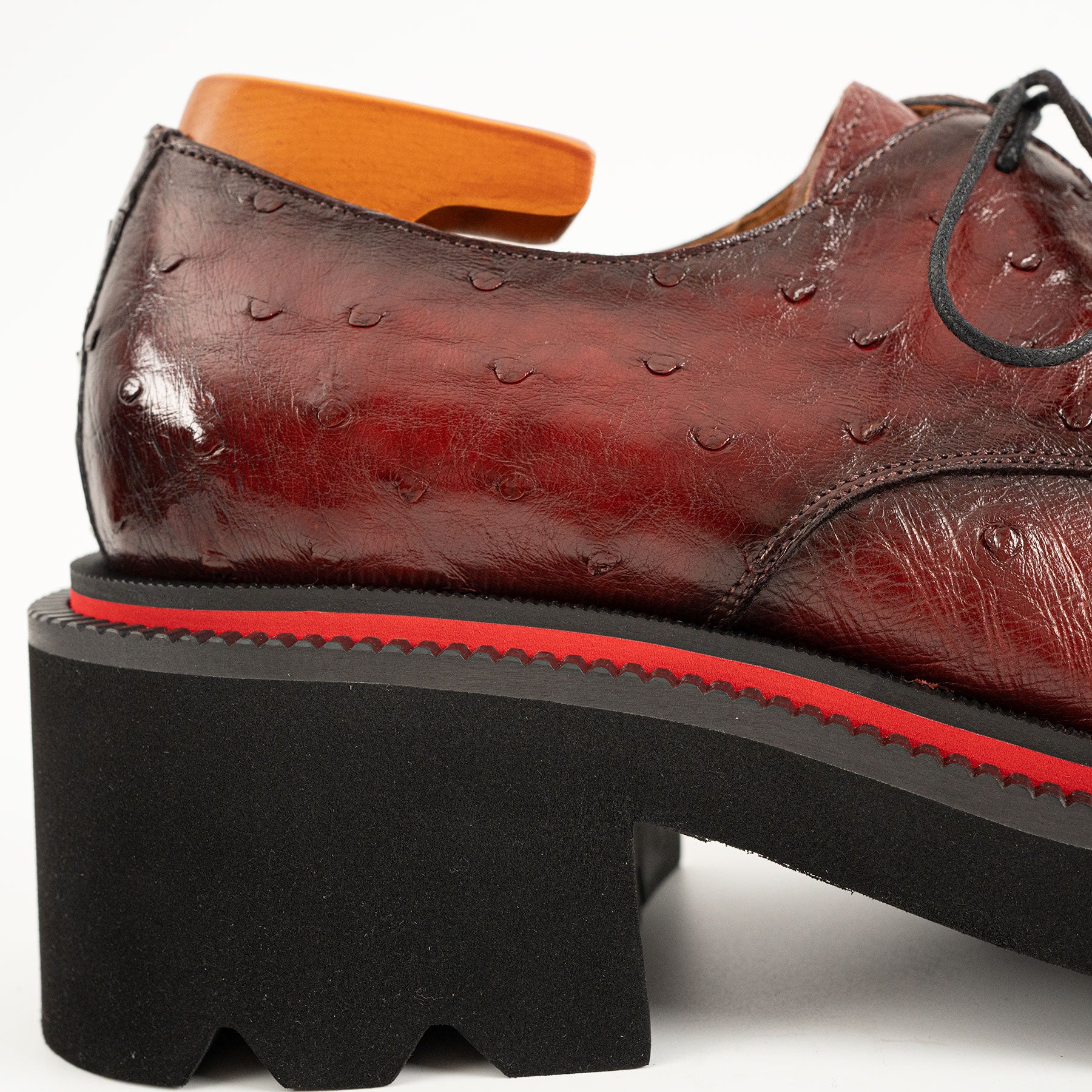 Amber Ostrich Derby with Elevated Sole