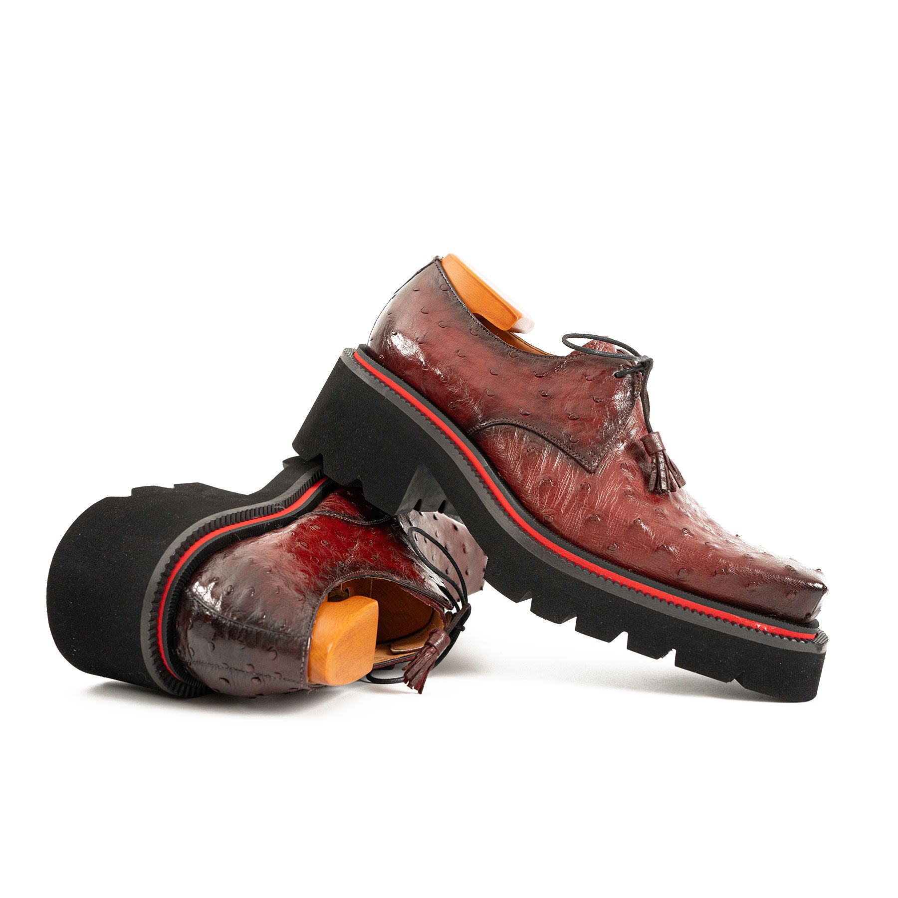 Amber Ostrich Derby with Elevated Sole