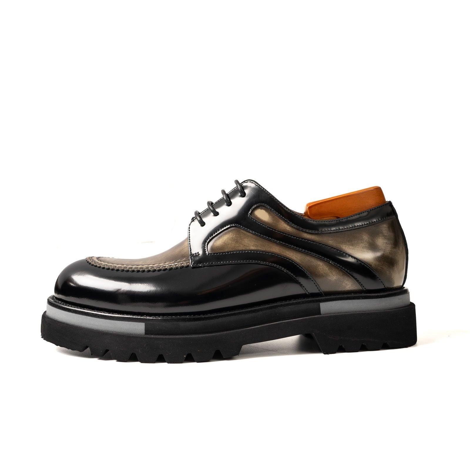 Two-Tone Calfskin Derby with Lug Sole